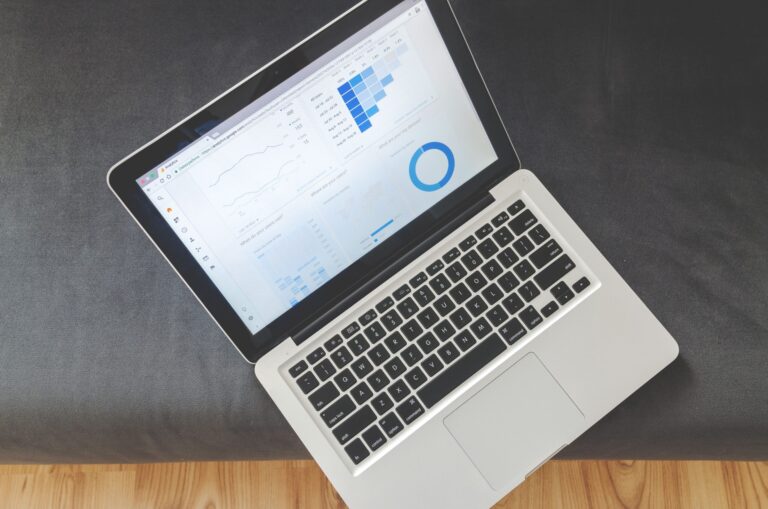 Laptop showing an SEO analytics dashboard